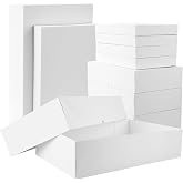 NATIVICO 10 Sturdy White Gift Boxes for Presents - Premium Gift Boxes with Lids - 4-inch Deep Robe Boxes and Shirt Boxes