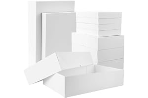 NATIVICO 10 Sturdy White Gift Boxes for Presents - Premium Gift Boxes with Lids - 4-inch Deep Robe Boxes and Shirt Boxes