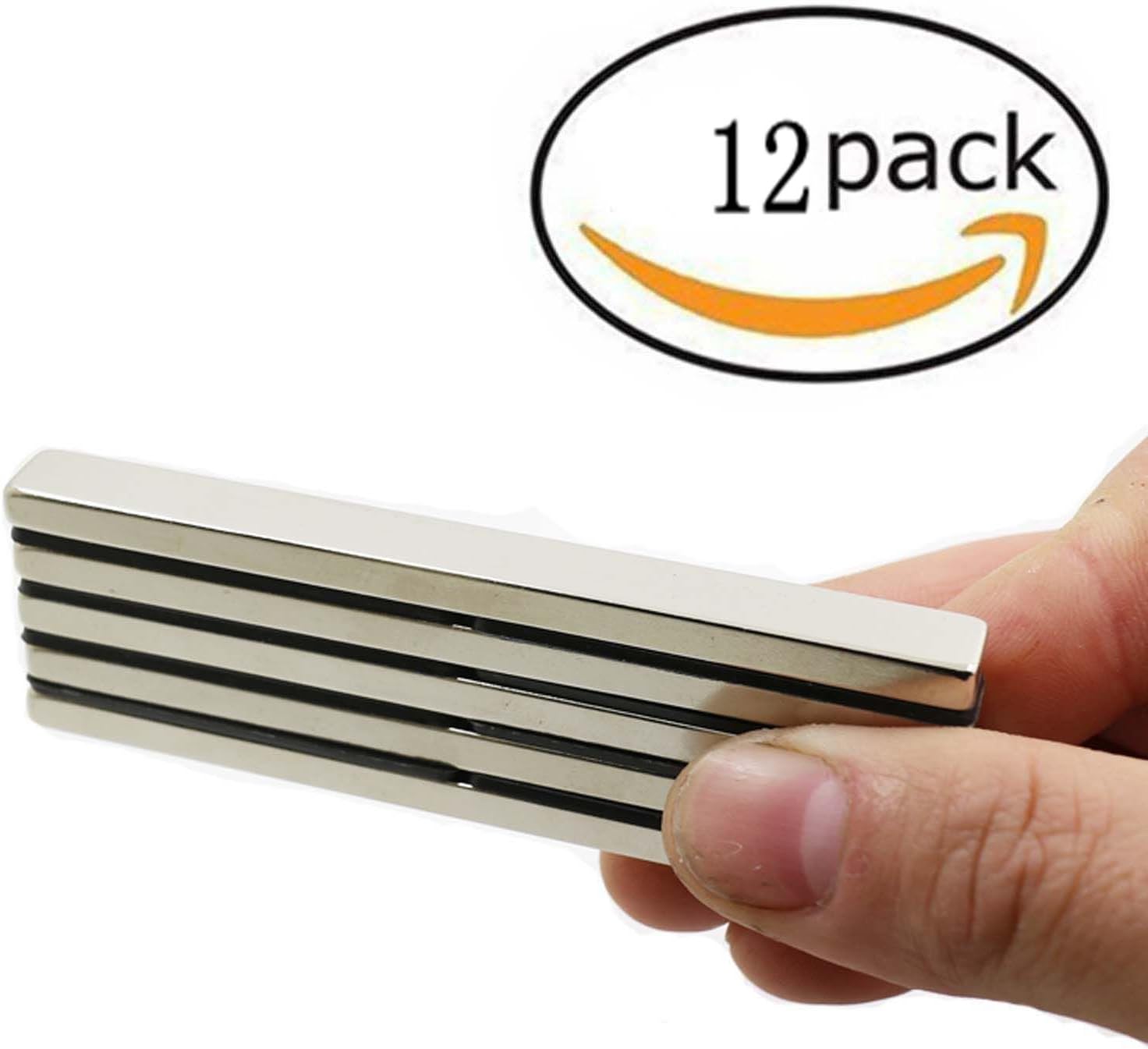 ZHW Powerful neodymium Bar Magnets, Rare-Earth Metal neodymium Magnet, N45, Incredibly Strong 33+ LB Strength - 60 x 10 x 4 mm (12 Pack)