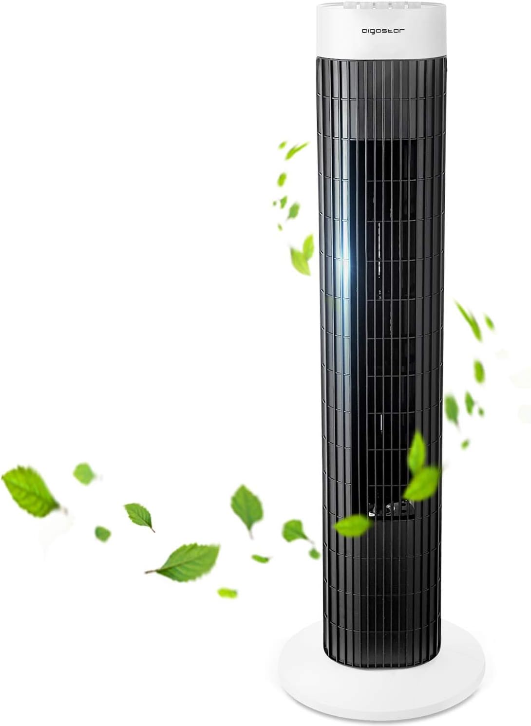 Amazon De Aigostar Turmventilator Klingenloser Lufter Schlafzimmer Standventilator Ventilator Leise Saulenventilator 76cm Hoch 45 Watt 85 Oszillation 3 Geschwindigkeitsstufen Timer Schwarz Weiss