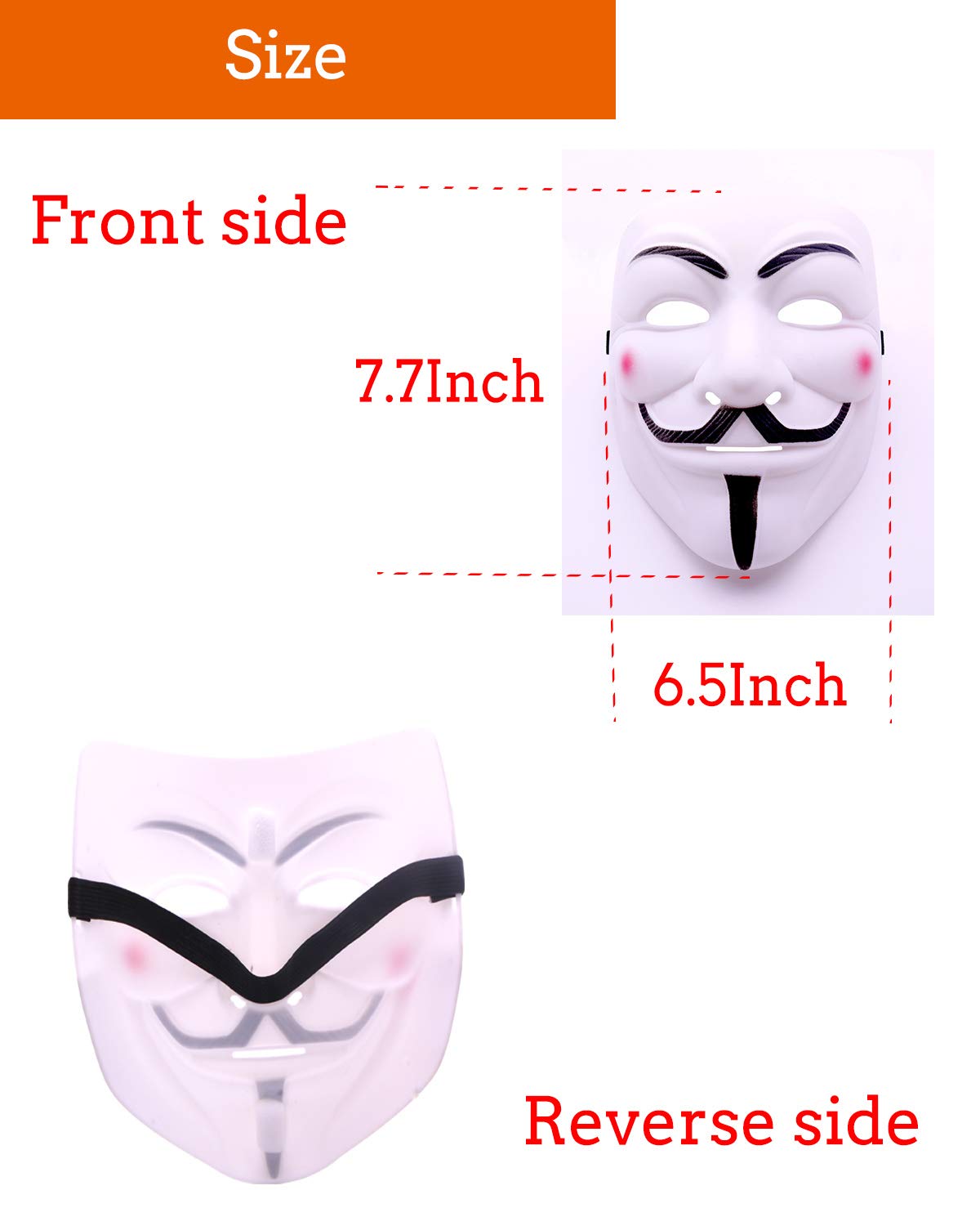 V for Vendetta Anonymous Guy Fawkes Costume Cosplay Mask for Halloween Masquerade Party (Anonymous)