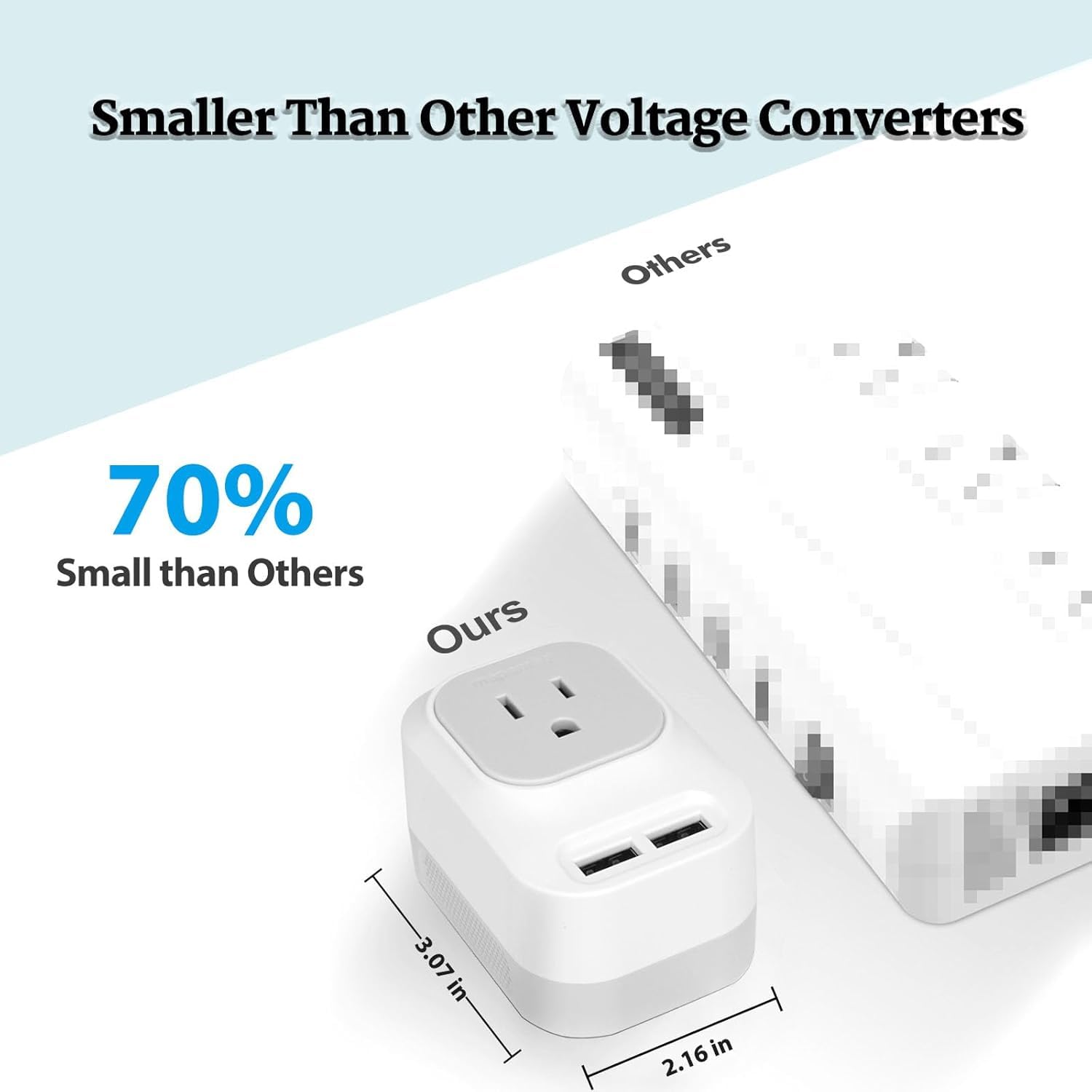 220V to 110V Voltage Converter with 2 USB Port 2 USB C International Power Adapter European Universal Travel Plug Adapter for US to Most of Europe, France, Germany, Italy Spain Etc (Grey)