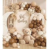 140Pcs Netural Balloon Garland Arch Kit, 5 10 12 18inch Brown Beige Nude Tan Balloons for Birthday Party Netural Bear Baby Shower Decorations