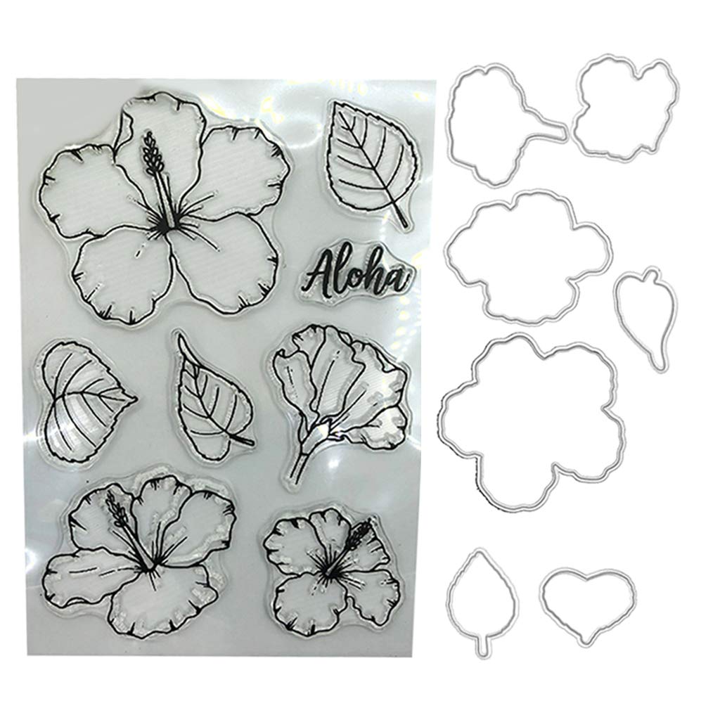 Flowers Clear Stamps Seal+Cutting Dies Stencil Set DIY Scrapbooking