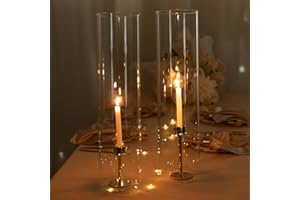 EFAVORMART.COM Efavormart 2 Pack Clear Candelabra Candle Holder Glass Shades, Open Ends Pillar Hurricane Candle Shades - 24"