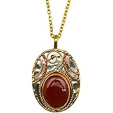 Anju P2216 Red Onyx Mixed Metal Pendant Necklace