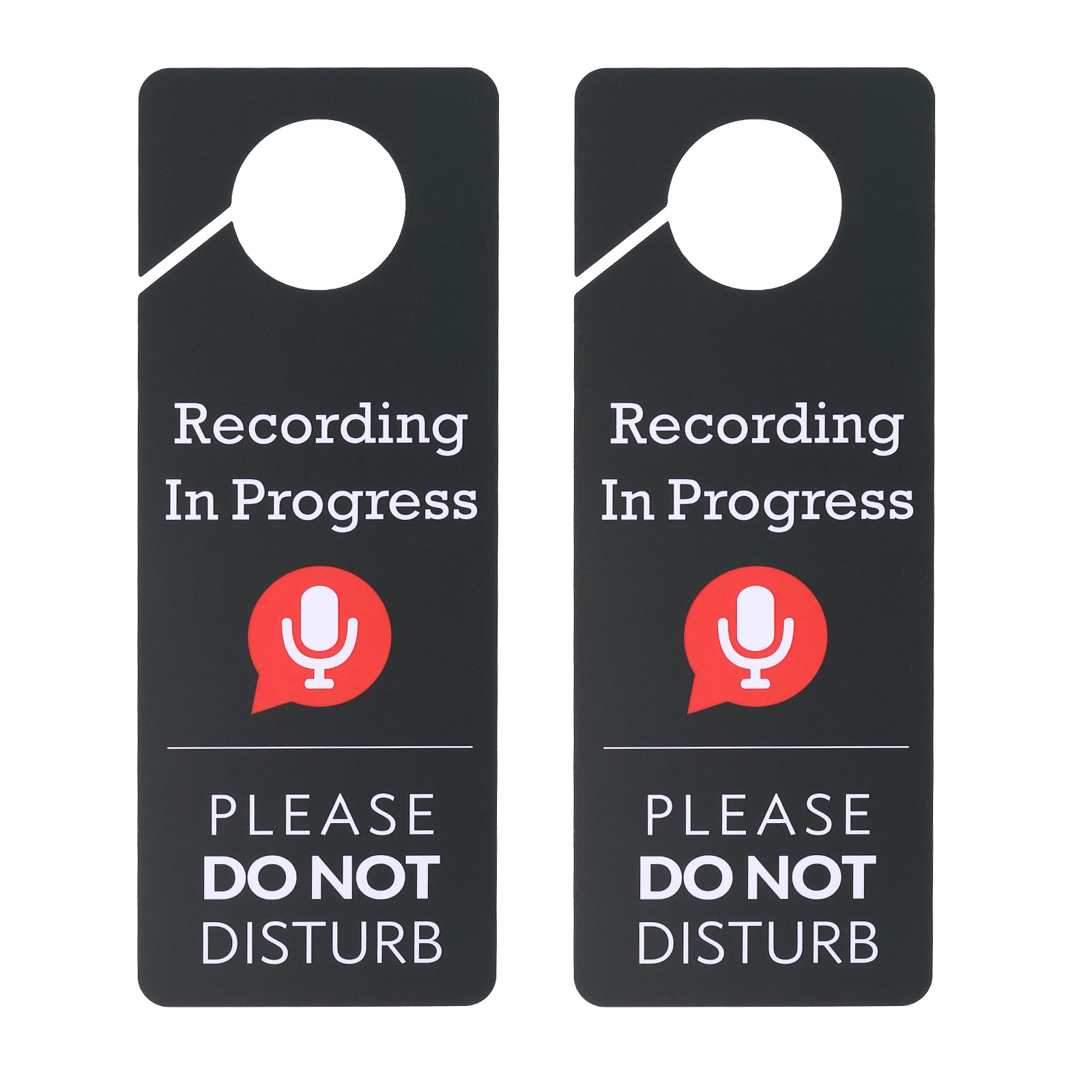 PATIKIL Do Not Disturb Door Hanger Sign, 2 Pcs PVC Double Sided Recording in Progress Door Sign Decor for Office, Meeting, Session, Home, Recording, Grey, 9.3" x 3.5"