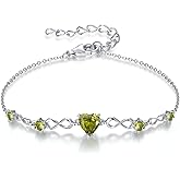 G&GEMSJEW Infinity Heart Birthstone Bracelets for Women, 925 Sterling Silver Women Charm Link Bracelet Adjustable, Birthday Anniversary Christmas Jewelry Gifts for Women Wife Mom Girlfriend Her