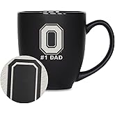 Rico Industries NCAA #1 Dad 15oz Laser Engraved Matte Black Ceramic Bistro Mug - for Hot or Cold Drinks