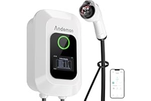 Andeman Level 2 EV Charger 50Amp 12kW 240V Adjustable Current and Reservation Charging Function, ETL Charger Smart WiFi Enabled SAE-J1772 Compatible with All Electric Vehicle, 25FT Cable and RFID Card