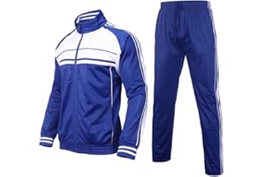 Megub Men's tracksuit 2 pieces,zip up side striped jogger set casual sweat suit for men outwear
