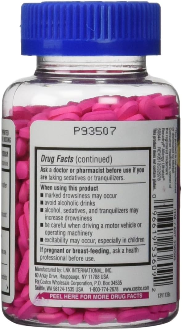 Diphenhydramine HCI 25 Mg - Kirkland Brand - Allergy Medicine and AntihistamineCompare to Active Ingredient of Benadryl® Allergy Generic 1200 Count: Health & Personal Care