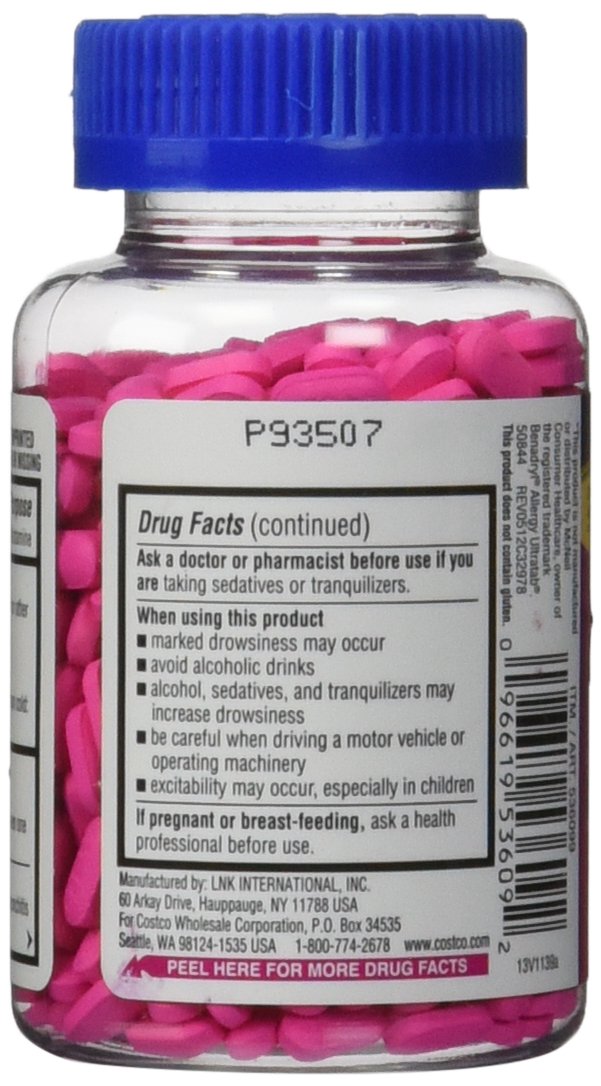 KIRKLAND Signature Diphenhydramine Hci 25 Mg Allergy Medicine & Antihistaminecompare to Active Ingredient of Benadryl Allergy Generic 1200count, 1count