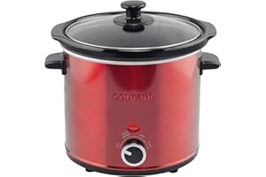Courant 3.2 Quart Slow Cooker - Red, Removable Ceramic Insert & Glass Lid With Three Temperature Settings