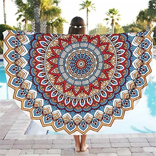 JOYBUY Colorful Flower Pattern Printed Beach Towel Cover Up Round Large Bath Towel Outdoor Sun Block Shawl Yoga Mat