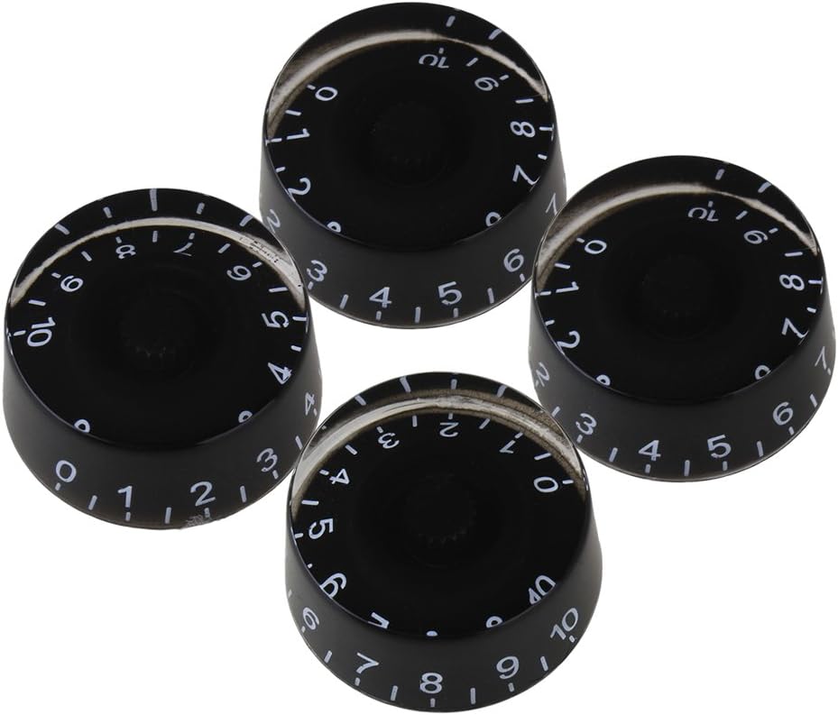 Yibuy Black Speed Control Knob with white Numerals for Vintage Electric Guitar Set of 4