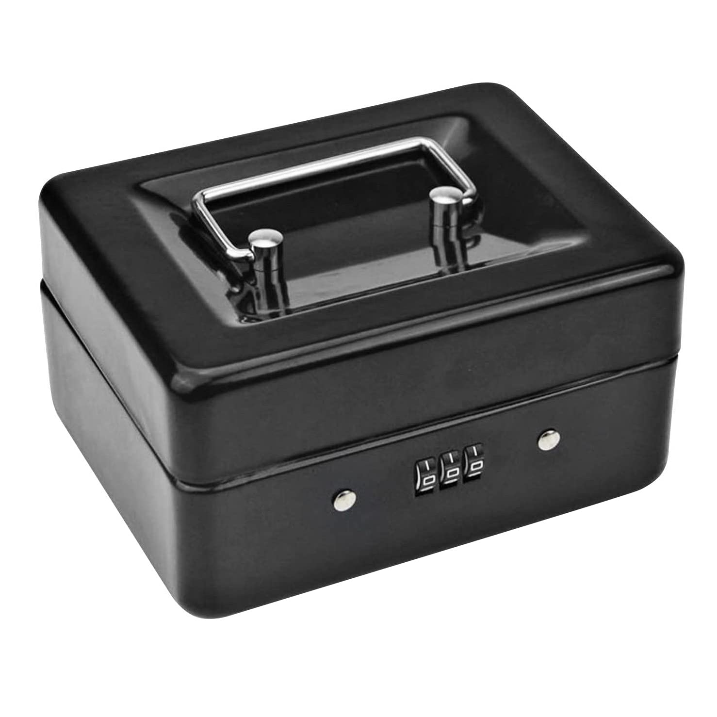 XIAOJUN Metal Coin Box with Locking Storage Tray - Small Coin Box with Combination Lock 15 x 12 x 7.7cm (Black)
