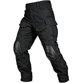 OCANXUE Men's Tactical Pants with Knee Pads Water Resistant Cargo Pants | Camo G3 Combat Pants for Airsoft Paintball Hiking with 10 Pockets No Belt