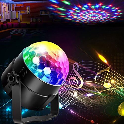 Disco Party Lights, Remote Control Music Activated DJ Lights Magic Rotating LED Stage Lights for Birthday Parties Karaoke Pub Wedding Celebration Indoor Decoration and Outdoor Barbecue (Black)