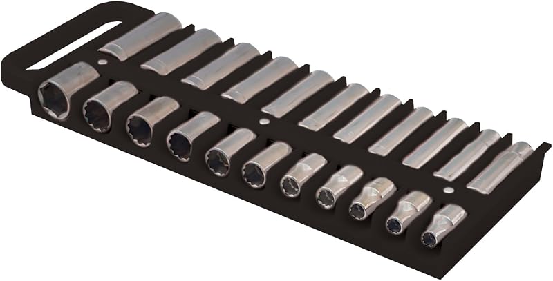Lisle 40990 Magnetic 1/2" Drive Socket Holder 22 Standard Deep Impact Sockets