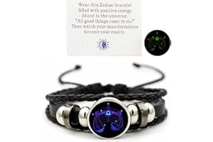AKTULLY Zodiac Signs Spirit Bracelet Zodiac Bracelet for Women Men Adjustable 12 Constellation Bracelet Multilayer Zodiac Black Leather Bracelets Zodiac Sign Wrap Bracelet for Women Men Birthday Jewelry