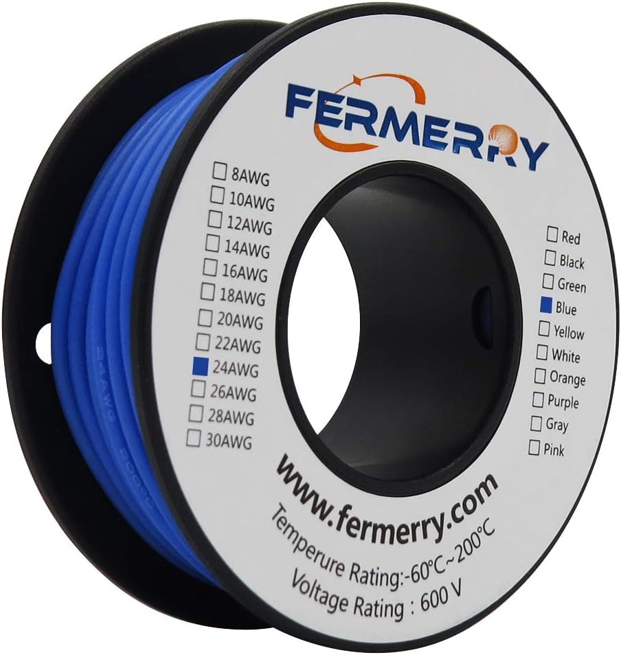 Fermerry Silicone Wire 14 Gauge Electrical Wire Kit Spool 25ft each 6 Colors Flexible 14 AWG Stranded Tinned Copper Wire (6 colors 25FT each, 14AWG) - - 