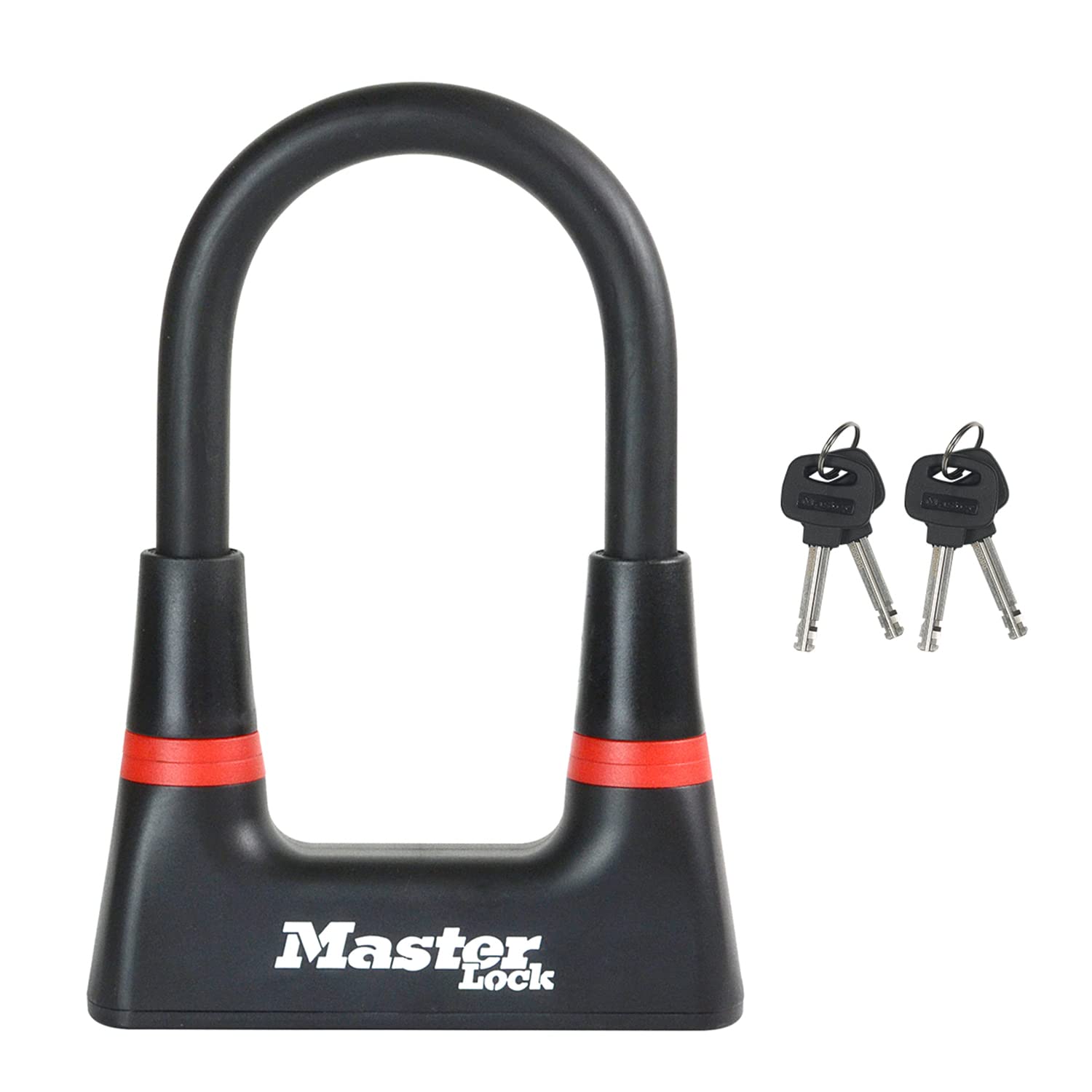 Master Lock Heavy Duty Bike D Lock, Key, Certified Bike Lock 8278EURDPRO - Use with Electric, Mountain, Road, Folding Bikes