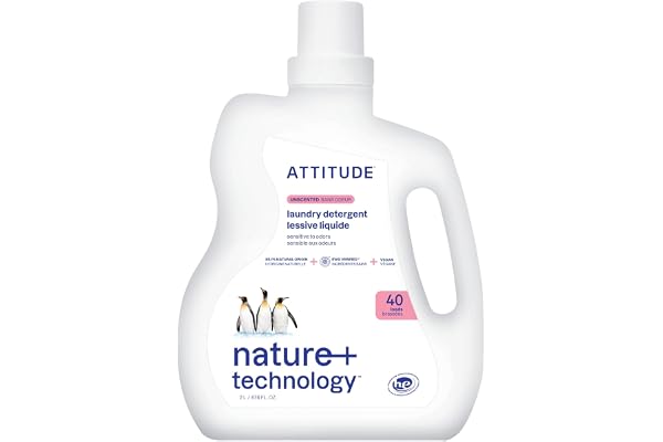 ATTITUDE Liquid Laundry Detergent, EWG Verified, HE Compatible, Plant-Based & Vegan, Natural Laundry Soap, Made in Canada, Un