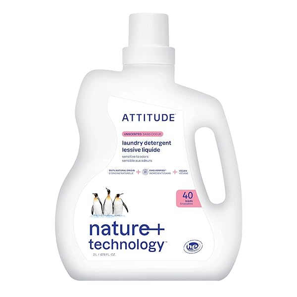 ATTITUDE LIQUID LAUNDRY DETERGENT, EWG VERIFIED, HE COMPATIBLE,...