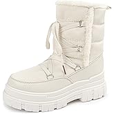Viapipa White Snow Boots for Women Waterproof Platform Winter Boots Anti-Slip Warm, Comfortable Outdoor Booties