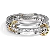 RAIFIN Stackable Gold Rings for Women 18K Gold Plated Interlocking Ring Stack Set Gold Silver Mixed Metal Statement Rings Dainty Cubic Zirconia Fashion Connected Band for Her
