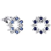 Bellitia Jewelry Platinum/14k Gold Plated 925 Sterling Silver Starfish Stud Earrings for Women Girls Shiny Xmas Wreath Earrings Holiday Earrings F-Color & Blue CZ Earrings