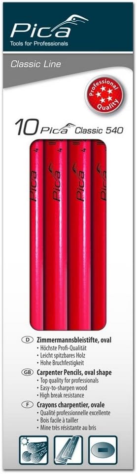 PICA 540/24 - Caja con 10 lápices de Carpintero de 24 cm, Rot/Ausflug, Einfarbig (Getaway Solids), 10 count (Pack of 1)