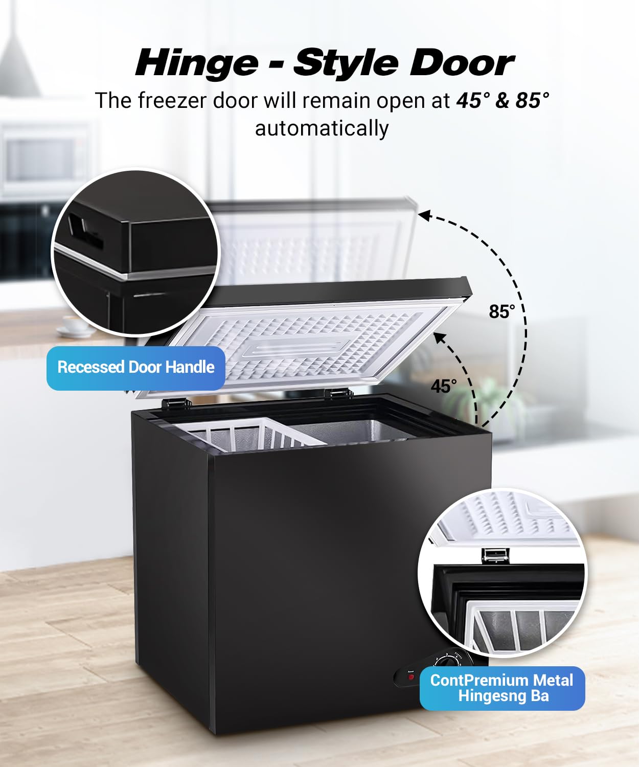 Deep Freezer 3.5 Cu.Ft, Chest Freezer with Removable Basket, Small Freezer with 6 Levels Adjustable Temperature, Quiet Mini Freezer for Home/Kitchen/Office/Garage/Bar (Black)