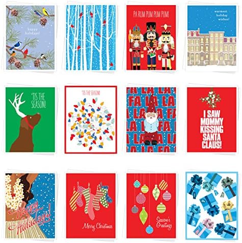 HOL3MIX Holiday 12 Pack Mix Value Pack Assorted Christmas Holiday Premium Greeting Cards - Set of 12