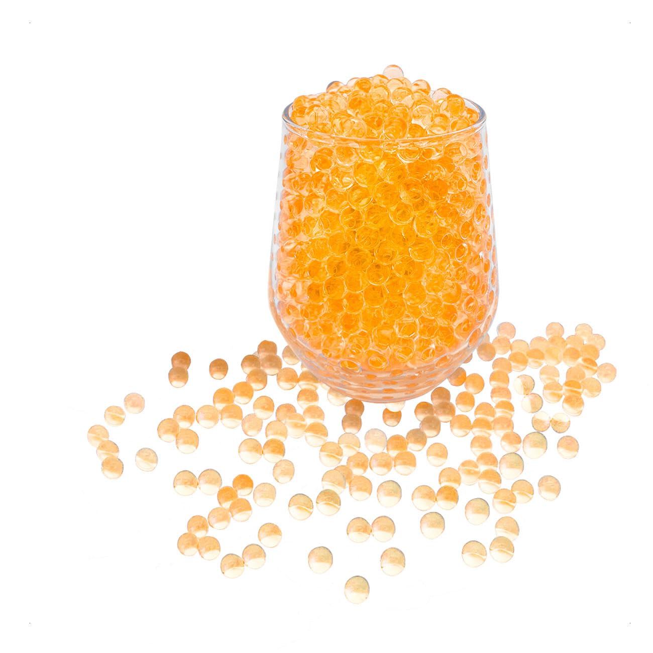 KONFEN Water Beads 20000Pcs Water Gel Soil, Orange Water Balls Jelly Crystal Beads Gel Ball Water Absorbing Beads for Vases, 100g 7-8mm Vase Fillers for Home Decorations (Orange)