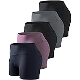 TELALEO 5 Pack 3"/5" Womens Volleyball Shorts Spandex Compression Shorts Workout Performance High Waist Yoga Biker Shorts