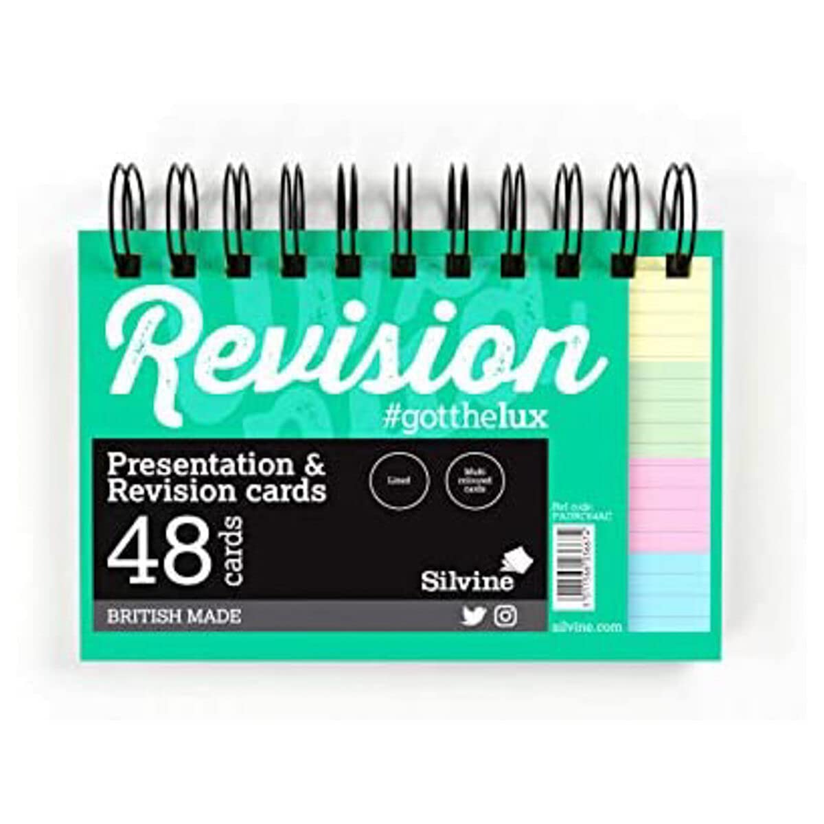 Silvine Luxpad Revision A6 Flash Cards - Lined (48 Cards) Assorted Colours