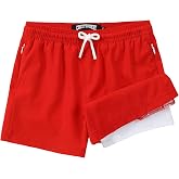 Boys Swim Trunks with Compression Liner 3-16Y Bathing Suit Swimming Shorts | 2 in 1, Quick Dry, Breathable, Lightweight, 4-Way Stretch, 2 Zipper Pockets, Drawstring, Elastic Waistband, Beach, Pool, Surf