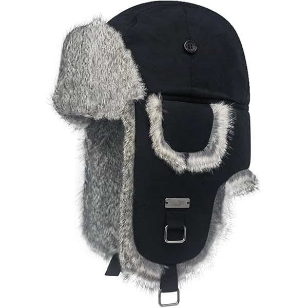 Kurhatic Winter Trapper Hat, Warm 100% Rabbit Fur Aviator Hat