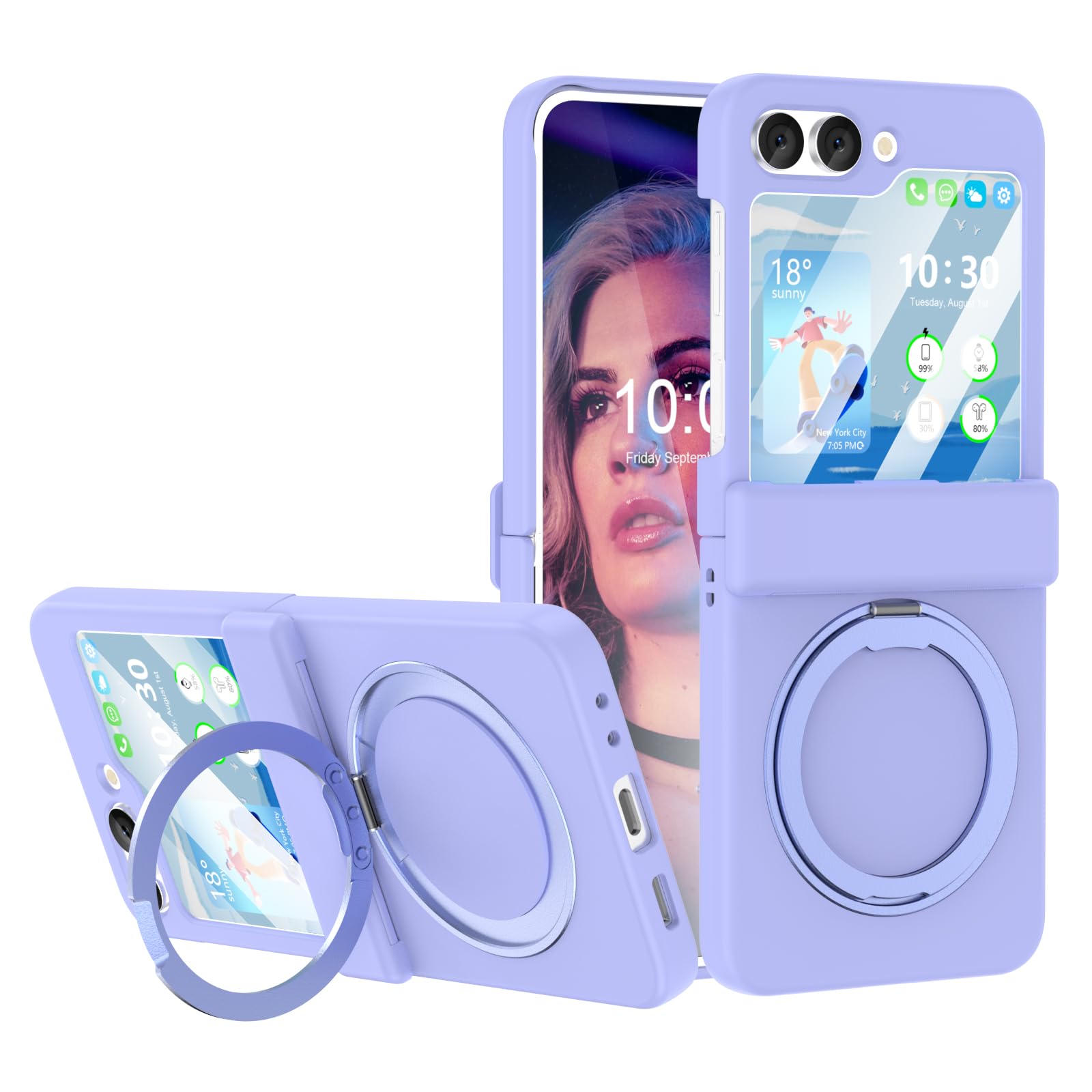 Photo 1 of Designed for Galaxy Z Flip 5 Case Magnetic with Hinge Protection & Kickstand [Compatible with MagSafe] for Samsung Flip 5 Slim Protective Phone Case Cover for Z Flip 5 5 G (Violet)