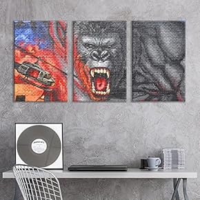 3 Panel Canvas Wall Art - Triptych Street Graffiti Series - King Kong - Giclee Print Gallery Wrap Modern Home Art Ready to Hang - 16"x24" x 3 Panels