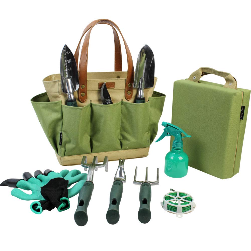 Garden Tool Tote Solid Bag with 11 Piece Hand Tools,Best Gardening Gift
