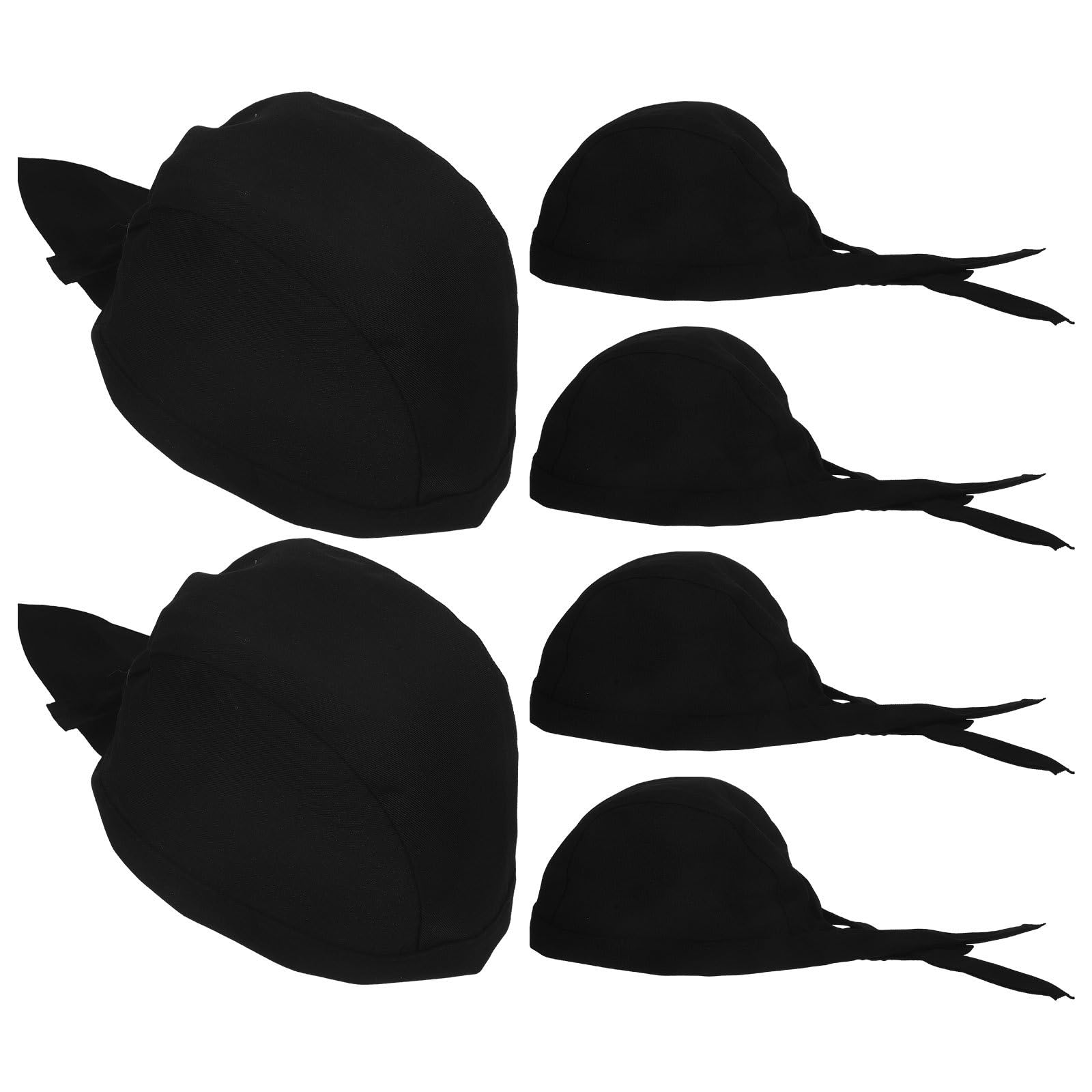 UPKOCH 6pcs Chef Hats, Adjustable Cooking Caps for Men and Women, Breathable Skull Caps, Black Kitchen Chef Headwear