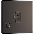 BG Electrical Screwless Flat Plate Fused Connection Unit with Cable Outlet, Black Nickel, 13 Amp