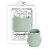 ezpz Tiny Cup (Sage) - 4 months+ - 100% Silicone Training Cup for Infants - Designed by a Pediatric Feeding Specialist - Baby-Led Weaning Essentials &amp; Baby Gifts