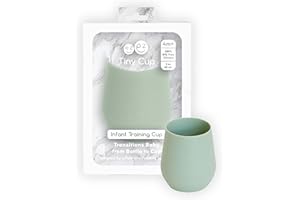 ezpz Tiny Cup (Sage) - 4 months+ - 100% Silicone Training Cup for Infants - Designed by a Pediatric Feeding Specialist - Baby-Led Weaning Essentials & Baby Gifts