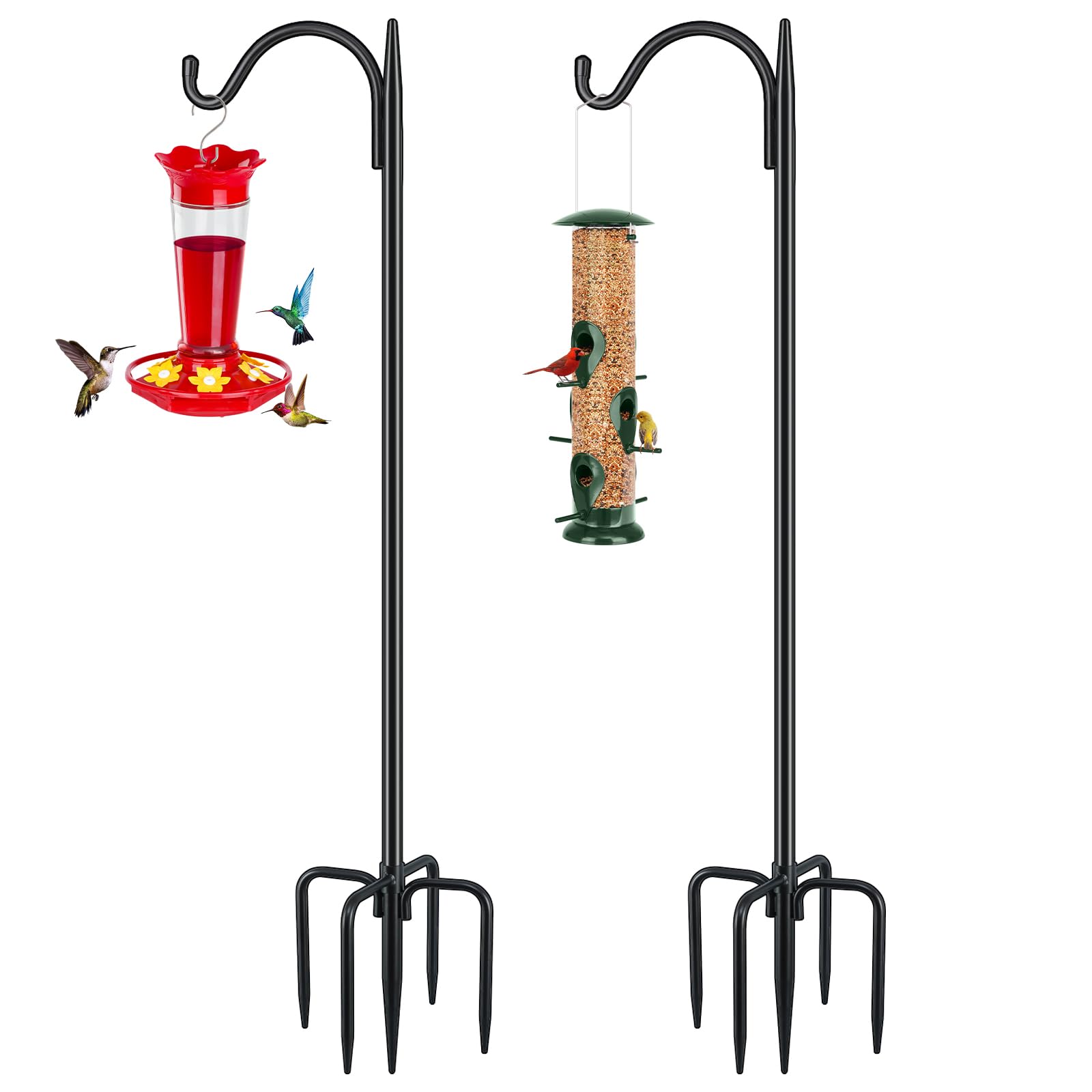 Photo 1 of FEED GARDEN Bird Feeder Pole, 60 Inch Shepherds Hooks for Outdoor with 5 Prong Base, Adjustable Heavy Duty Shepherds Hook for Plant Baskets, Hummingbird Feeder, Wedding Decor, Lanterns,2 Pack