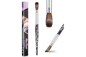 Shine Chance Acrylic Nail Art Brush Size 14, 100% Pure Kolinsky Hair Oval Nail Brush for Acrylic Application, Professional Nail Extension Manicure Tool Striping Nail Drawing Pen for DIY Home Salon