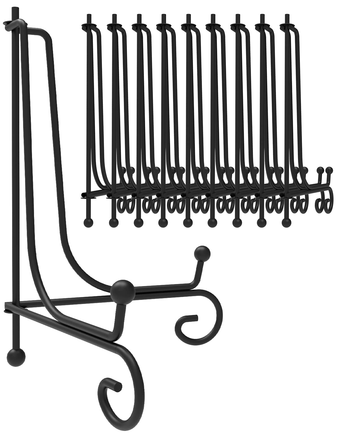 Photo 1 of Iron Display Stand 10 Packs, 10 Inches Plate Picture Photo Stand for Display, Black Foldable Easel Holder for Photo Frame, Artwork, Collection, Decorative Plate, Book, Office